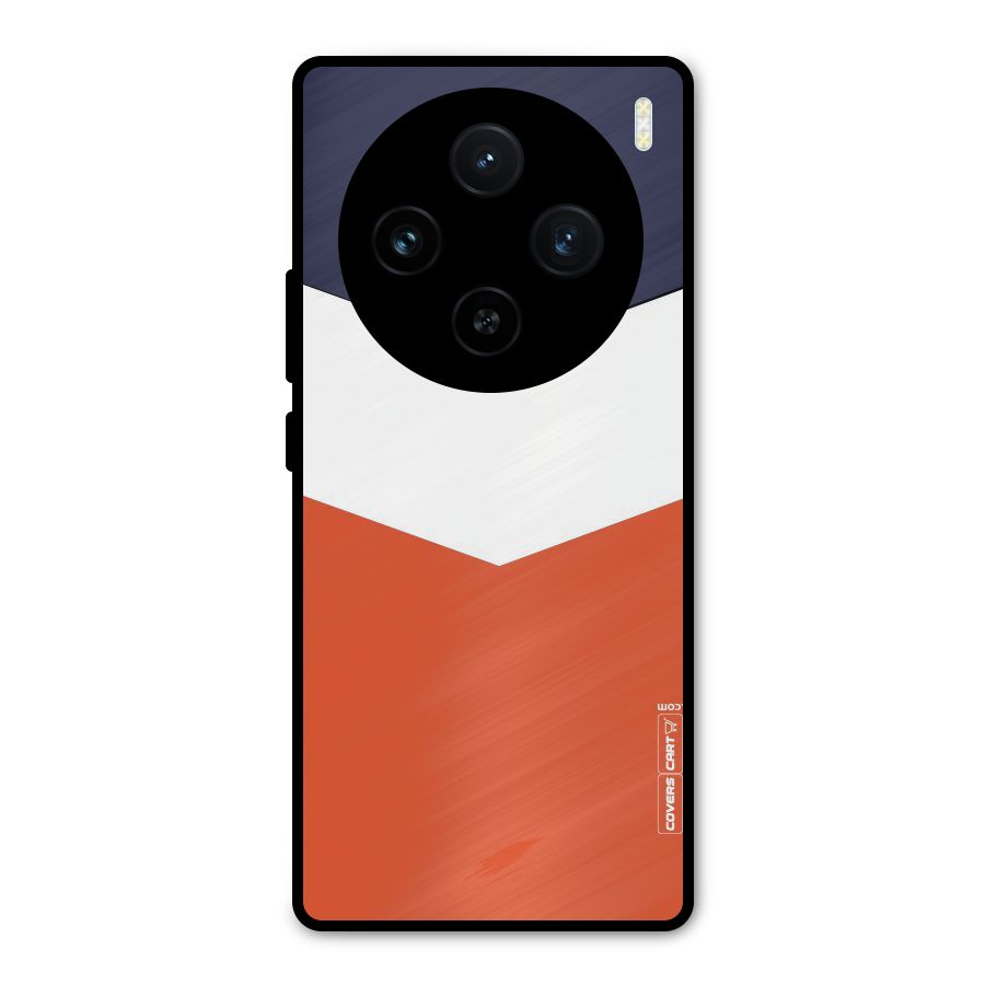 Navy Blue White Orange Arrow Metal Back Case for Vivo X100