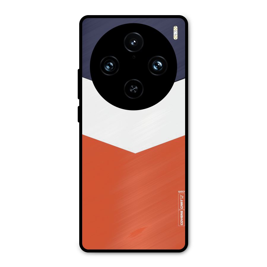 Navy Blue White Orange Arrow Metal Back Case for Vivo X100 Pro
