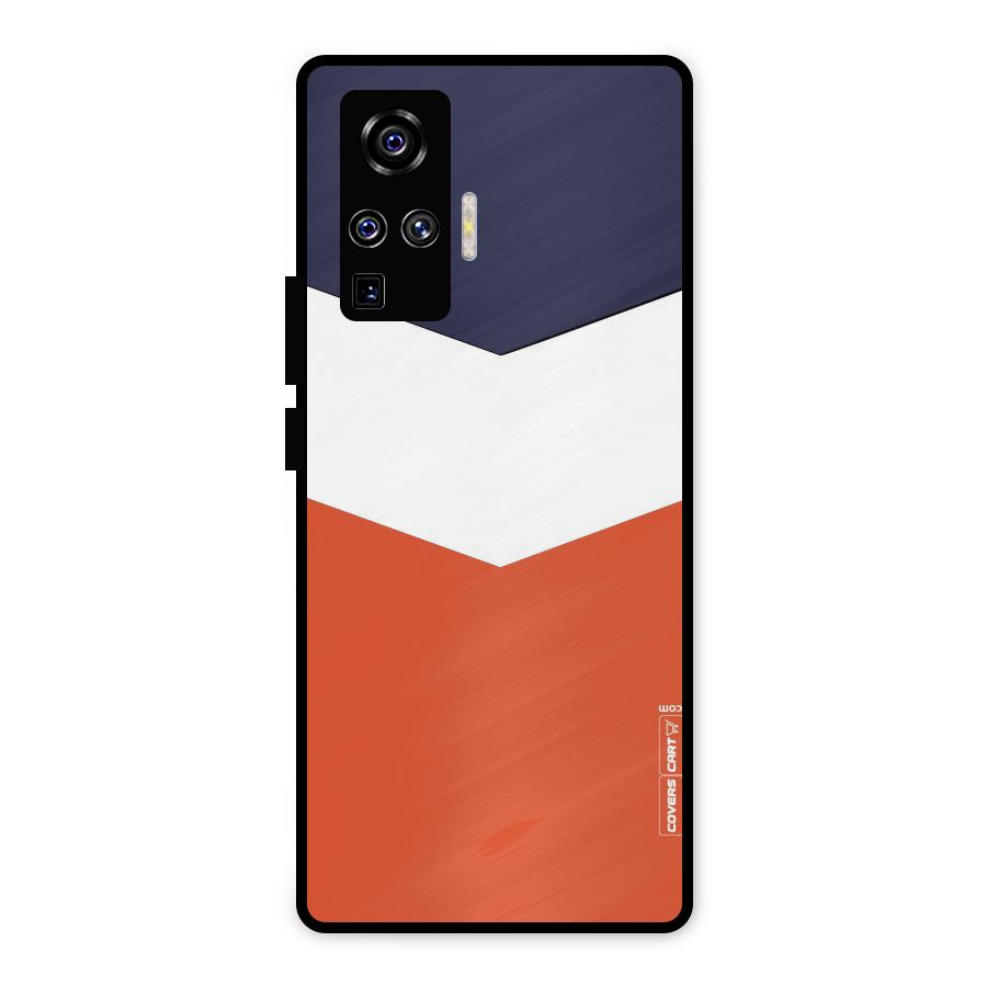Navy Blue White Orange Arrow Metal Back Case for Vivo X50 Pro