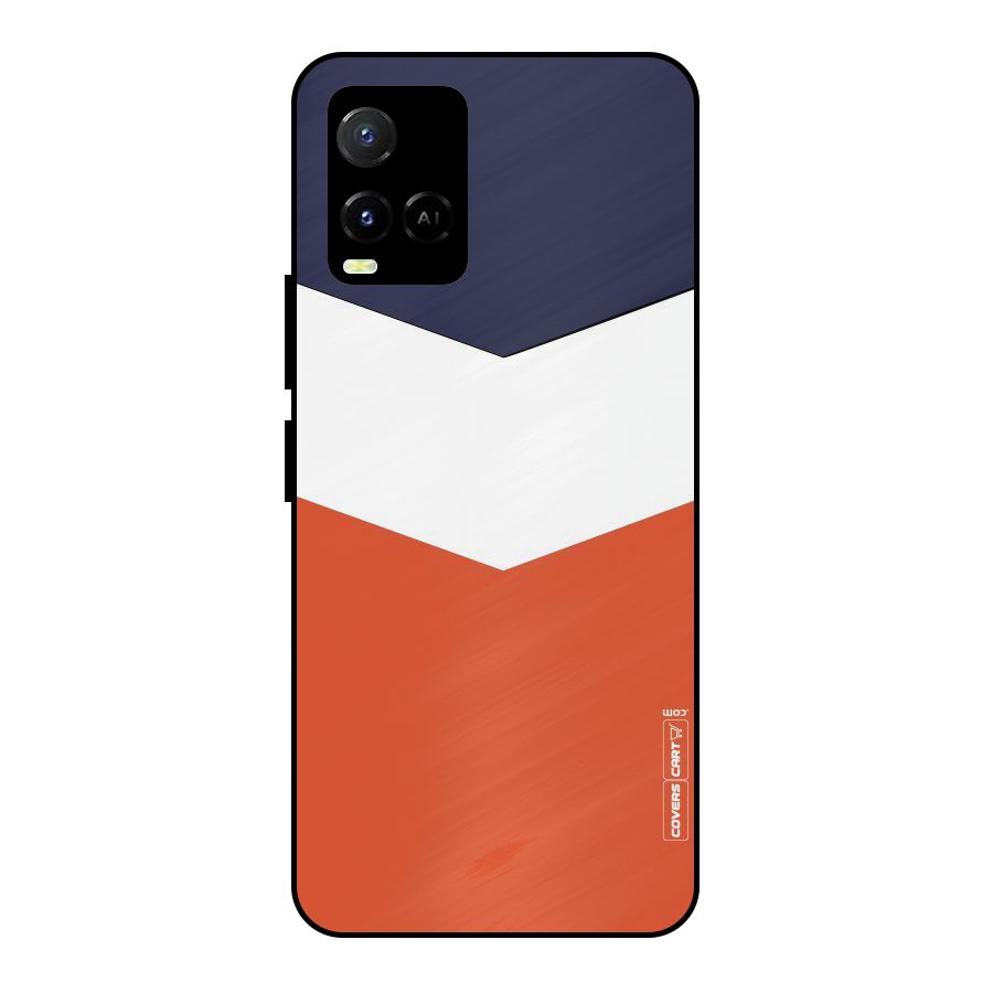 Navy Blue White Orange Arrow Metal Back Case for Vivo Y21