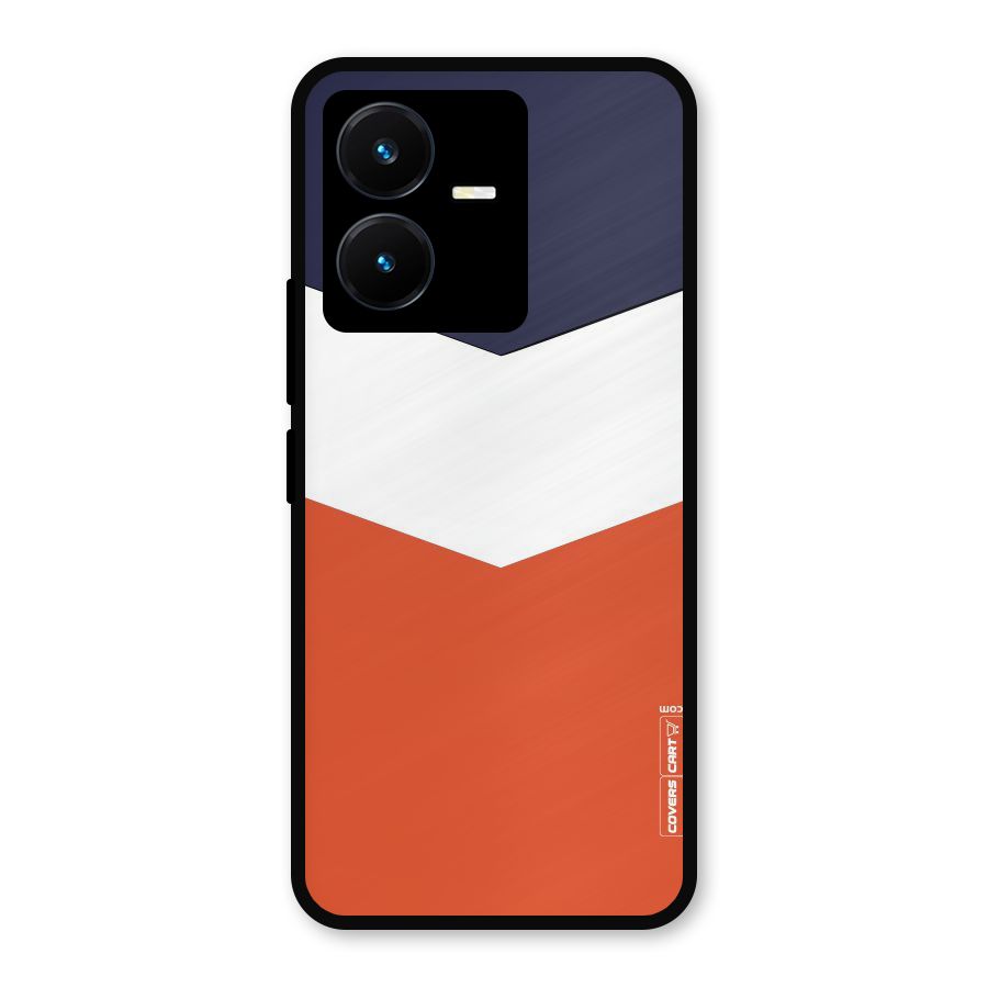 Navy Blue White Orange Arrow Metal Back Case for Vivo Y22