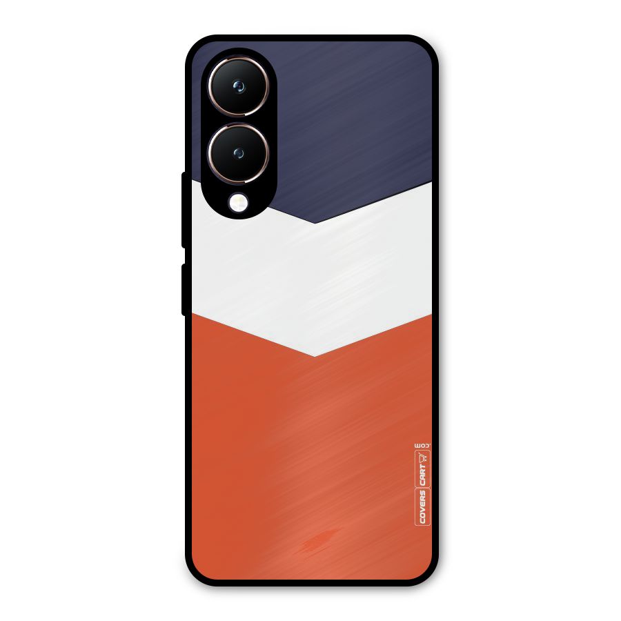 Navy Blue White Orange Arrow Metal Back Case for Vivo Y28