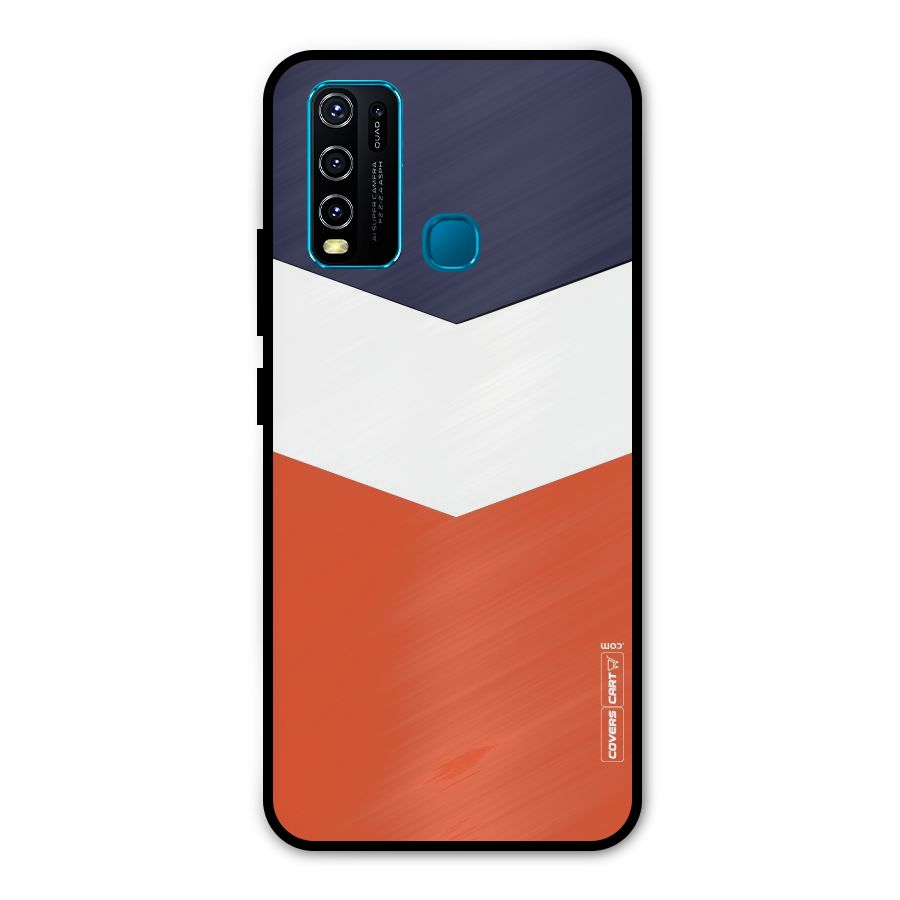 Navy Blue White Orange Arrow Metal Back Case for Vivo Y30