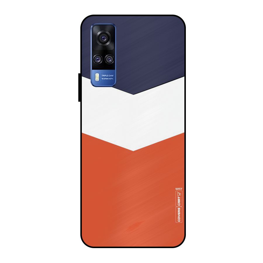 Navy Blue White Orange Arrow Metal Back Case for Vivo Y51