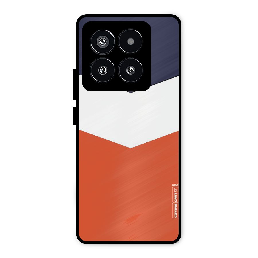 Navy Blue White Orange Arrow Metal Back Case for Xiaomi 14 Pro