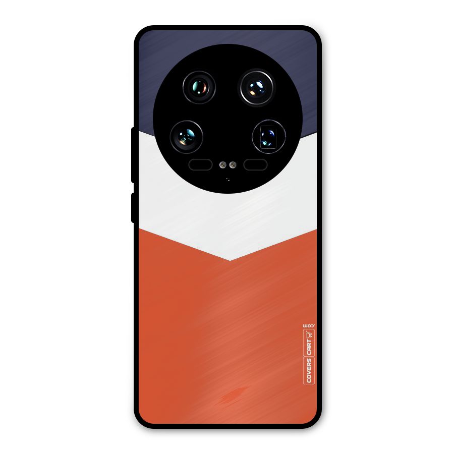 Navy Blue White Orange Arrow Metal Back Case for Xiaomi 14 Ultra