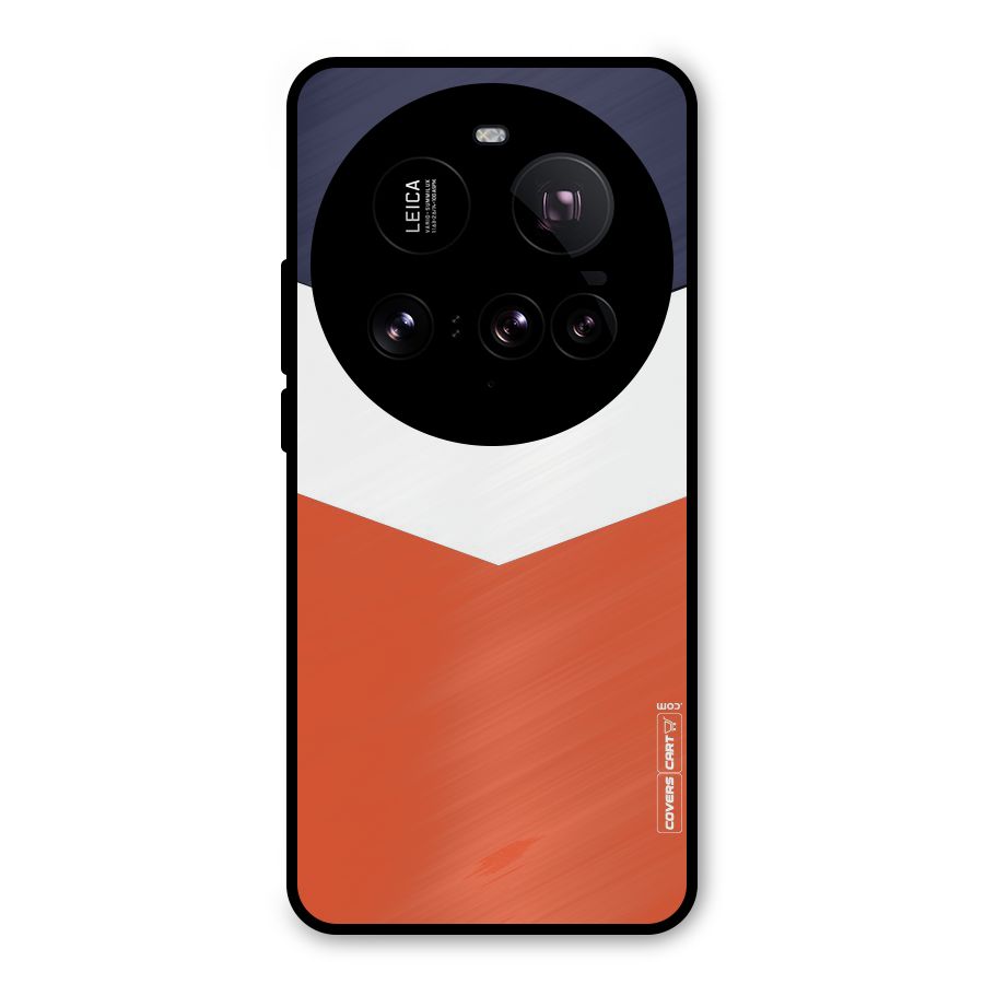 Navy Blue White Orange Arrow Metal Back Case for Xiaomi 15 Ultra