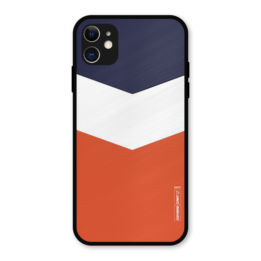 Navy Blue White Orange Arrow Metal Back Case for iPhone 11