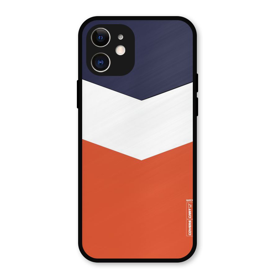 Navy Blue White Orange Arrow Metal Back Case for iPhone 12