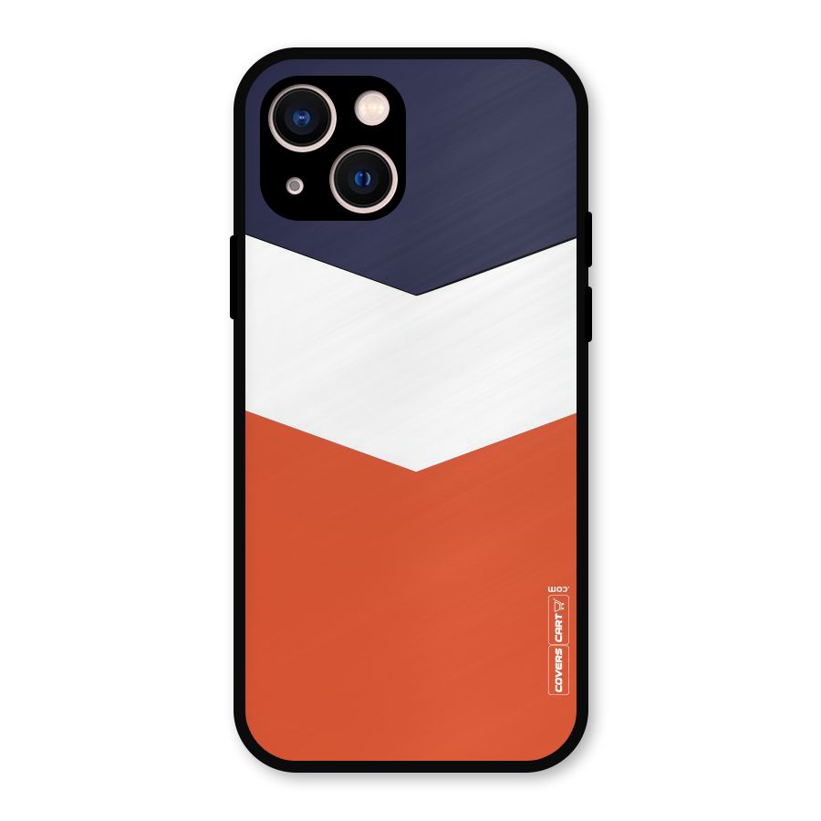 Navy Blue White Orange Arrow Metal Back Case for iPhone 13