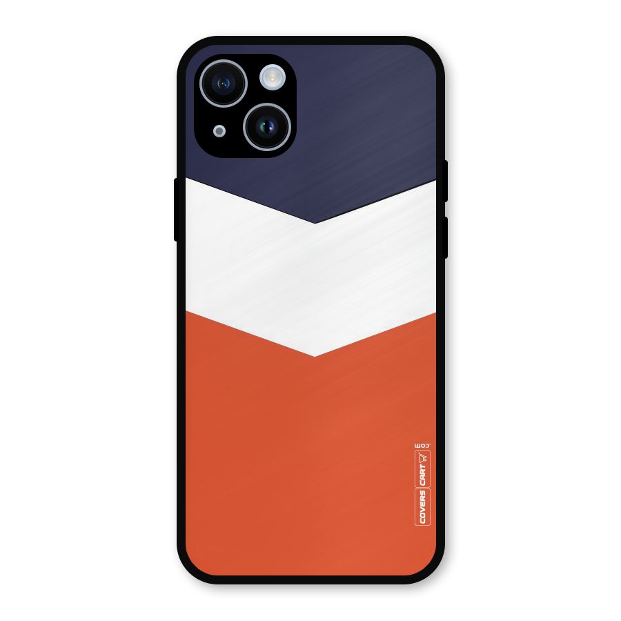 Navy Blue White Orange Arrow Metal Back Case for iPhone 14