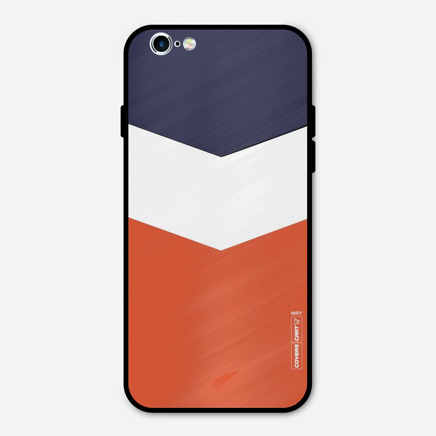 Navy Blue White Orange Arrow Metal Back Case for iPhone 6 6s