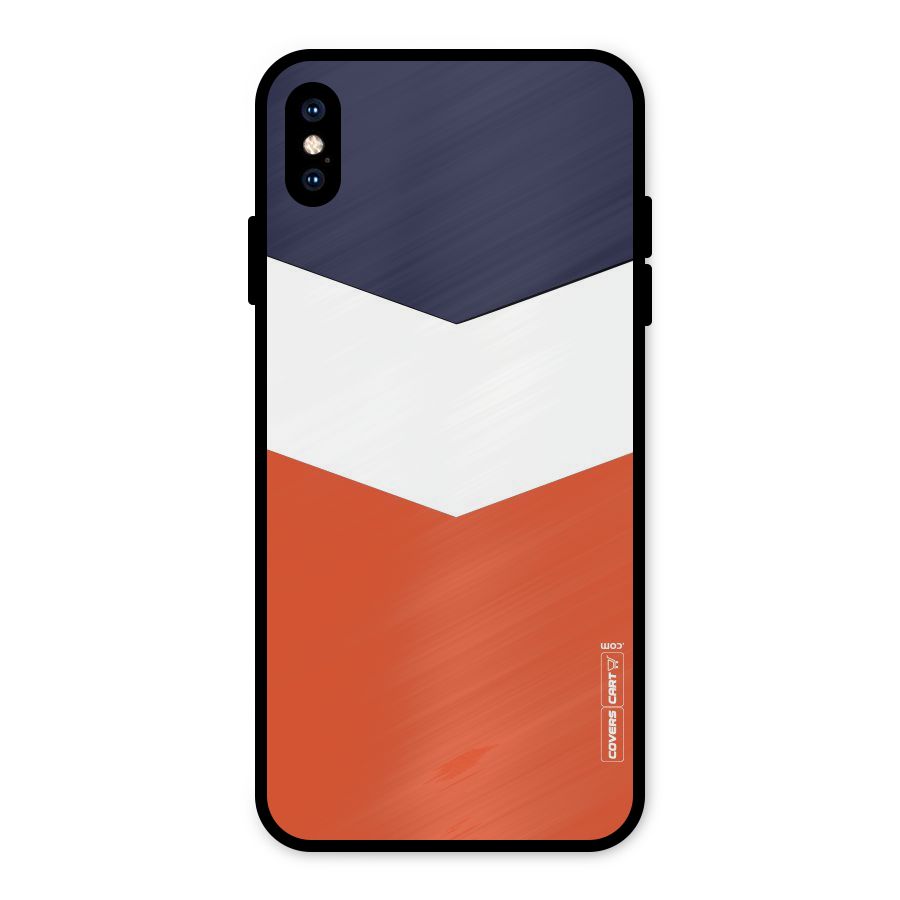 Navy Blue White Orange Arrow Metal Back Case for iPhone XS Max