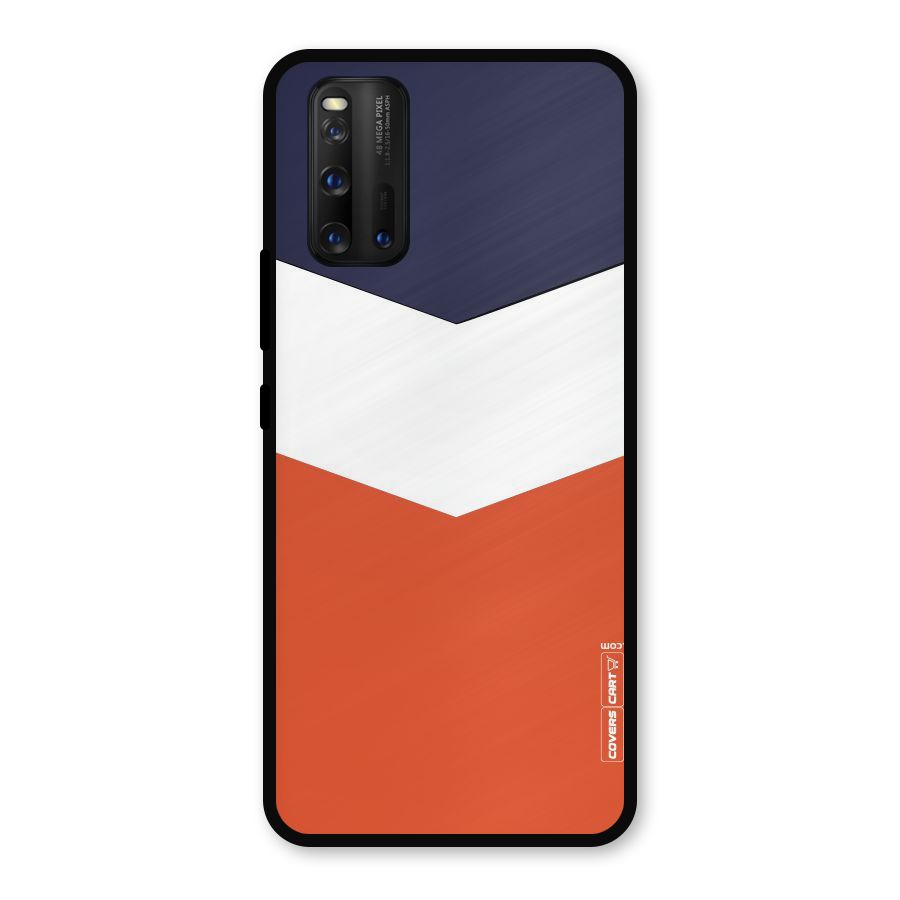 Navy Blue White Orange Arrow Metal Back Case for iQOO 3