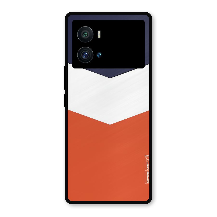 Navy Blue White Orange Arrow Metal Back Case for iQOO 9 Pro