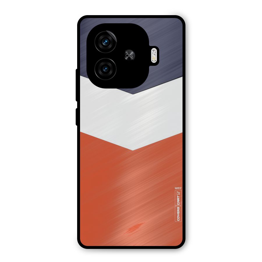 Navy Blue White Orange Arrow Metal Back Case for iQOO Neo 10R