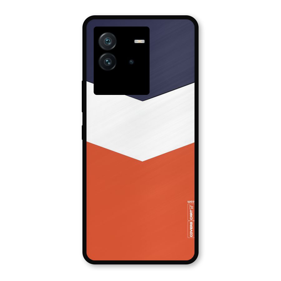 Navy Blue White Orange Arrow Metal Back Case for iQOO Neo 6 5G