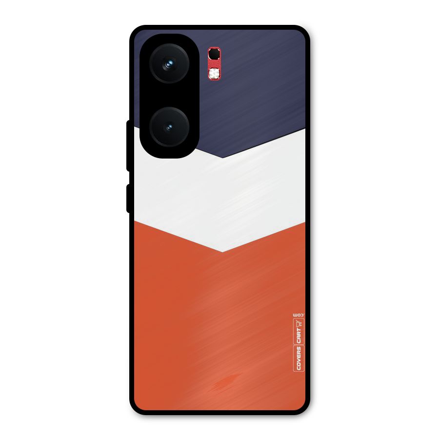 Navy Blue White Orange Arrow Metal Back Case for iQOO Neo 9 Pro