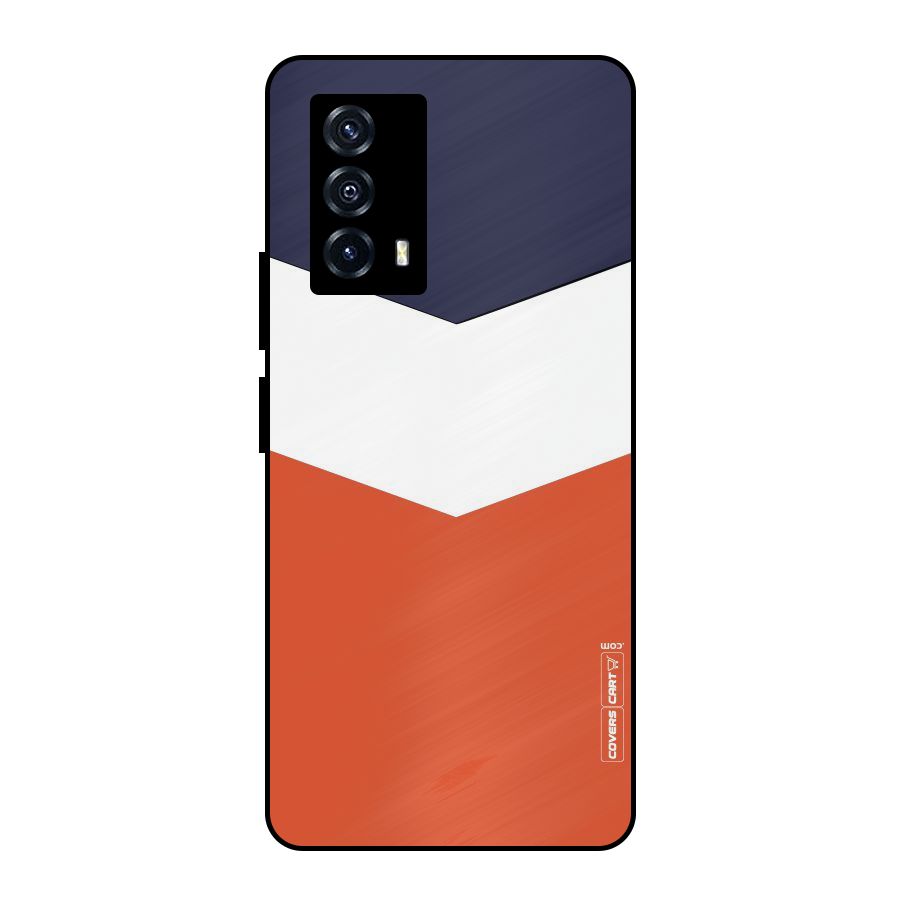 Navy Blue White Orange Arrow Metal Back Case for iQOO Z5