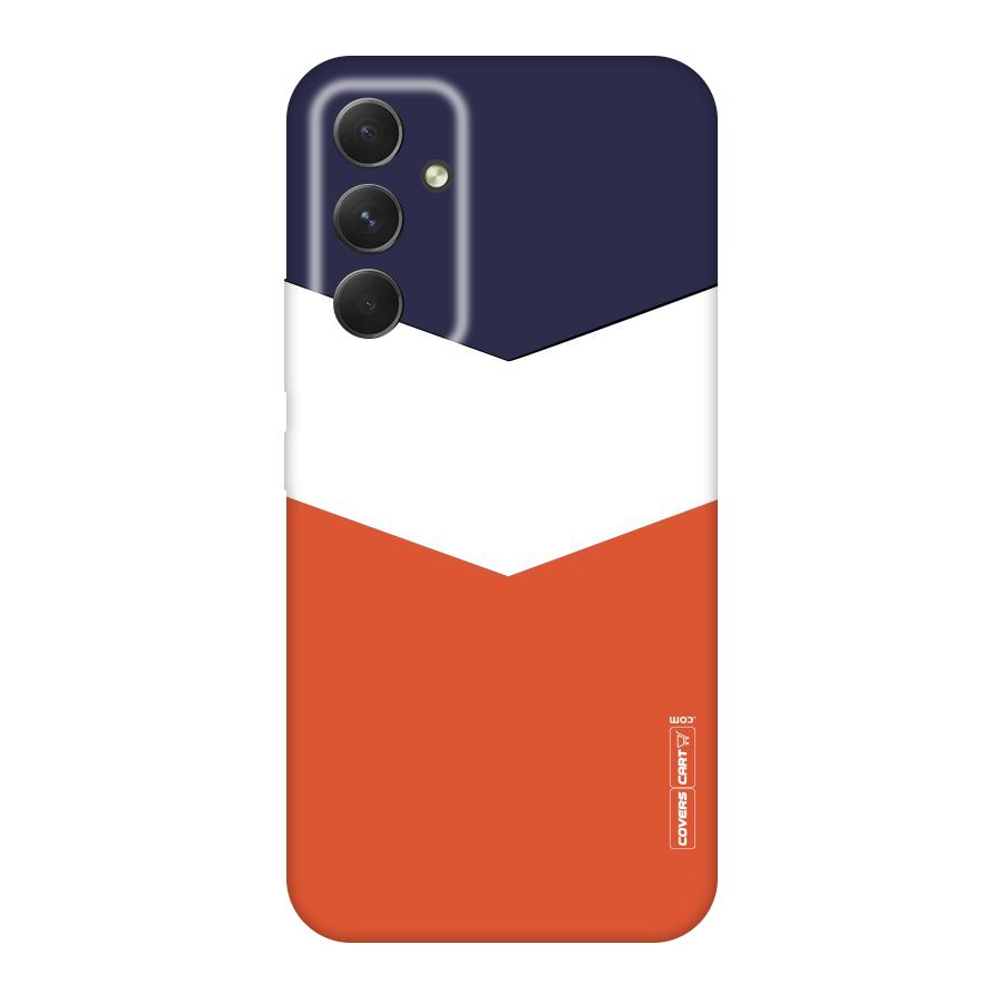 Navy Blue White Orange Arrow Original Polycarbonate Back Case for Galaxy A54