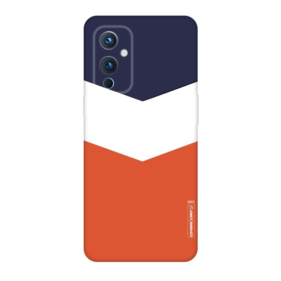 Navy Blue White Orange Arrow Original Polycarbonate Back Case for OnePlus 9