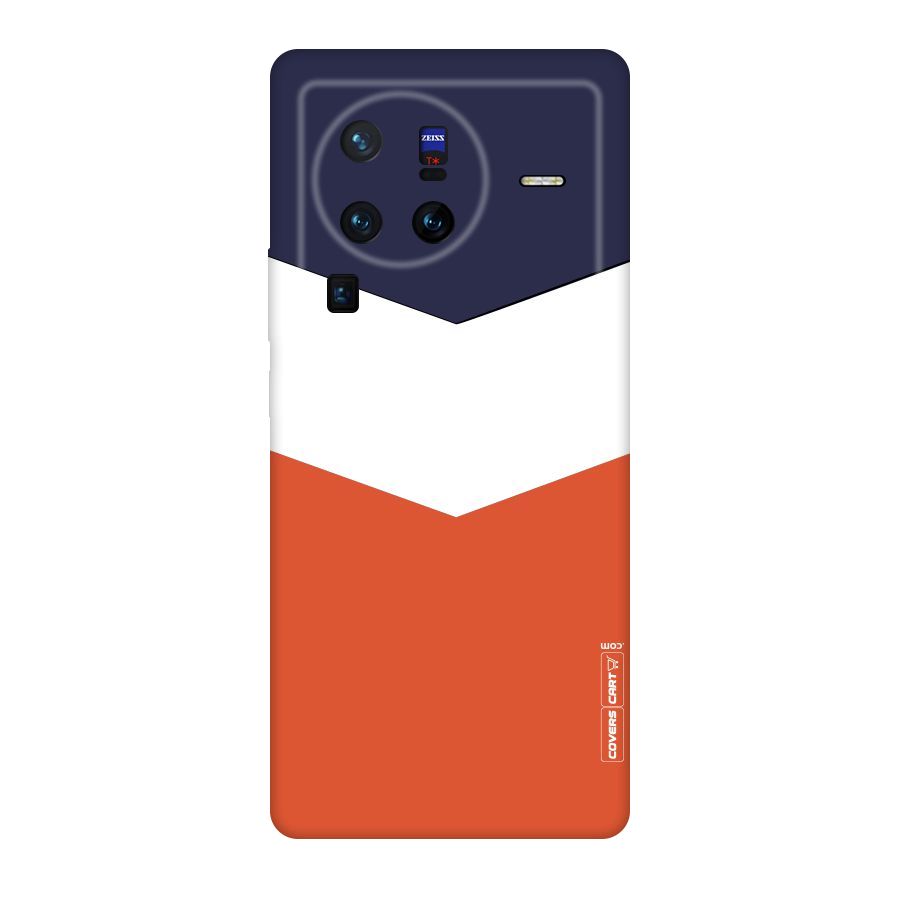 Navy Blue White Orange Arrow Original Polycarbonate Back Case for Vivo X80