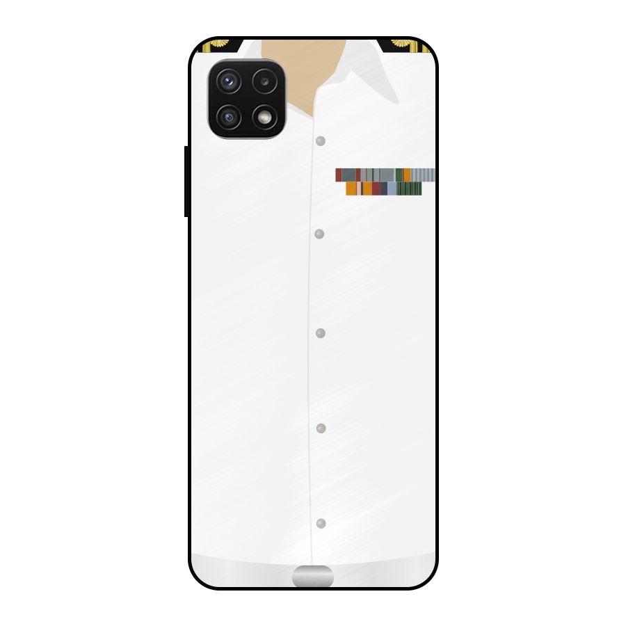 Navy Uniform Metal Back Case for Galaxy A22 5G