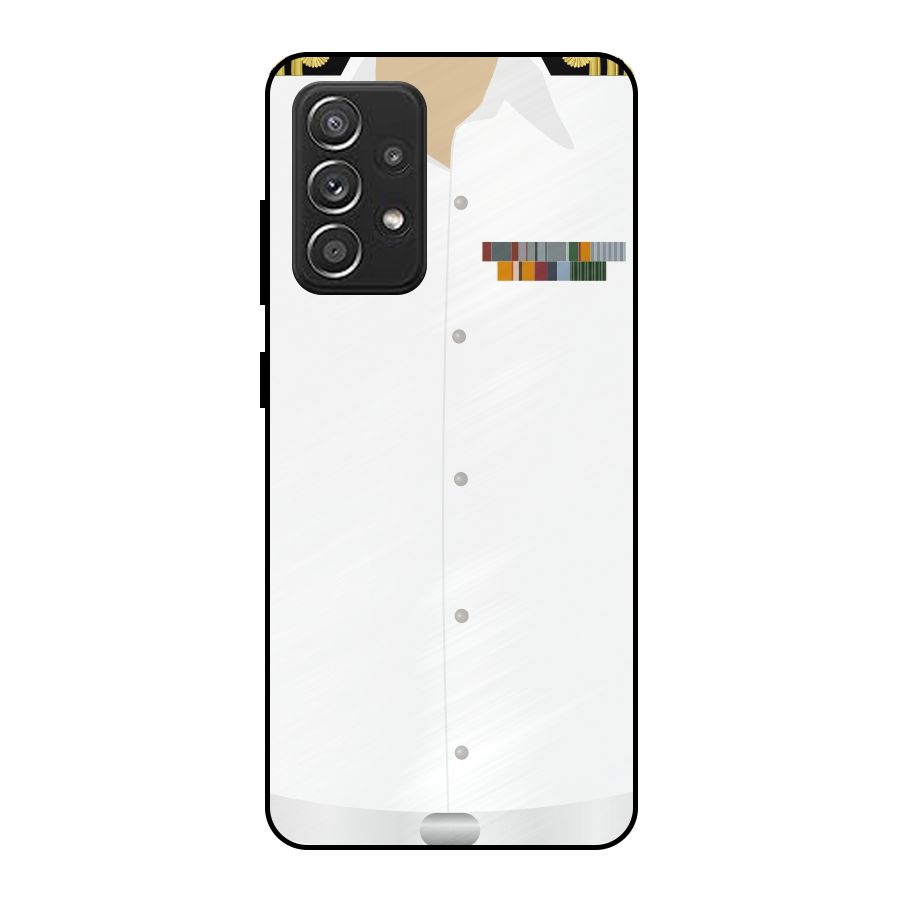 Navy Uniform Metal Back Case for Galaxy A52s 5G