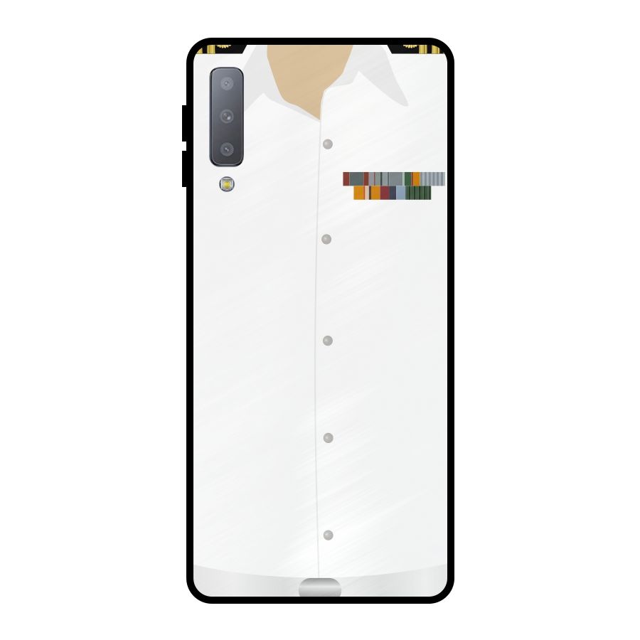 Navy Uniform Metal Back Case for Galaxy A7 (2018)