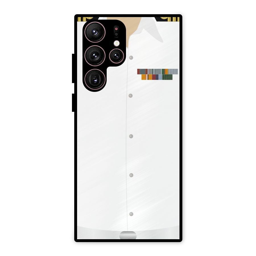 Navy Uniform Metal Back Case for Galaxy S22 Ultra 5G