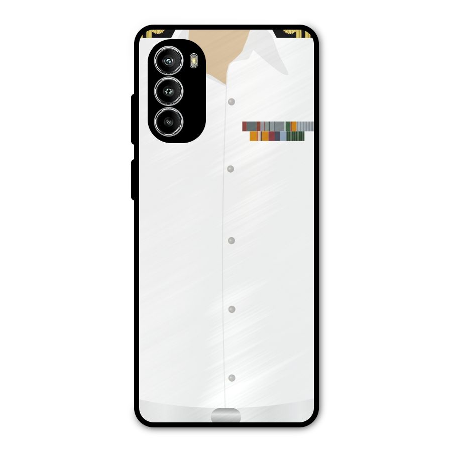 Navy Uniform Metal Back Case for Moto G52