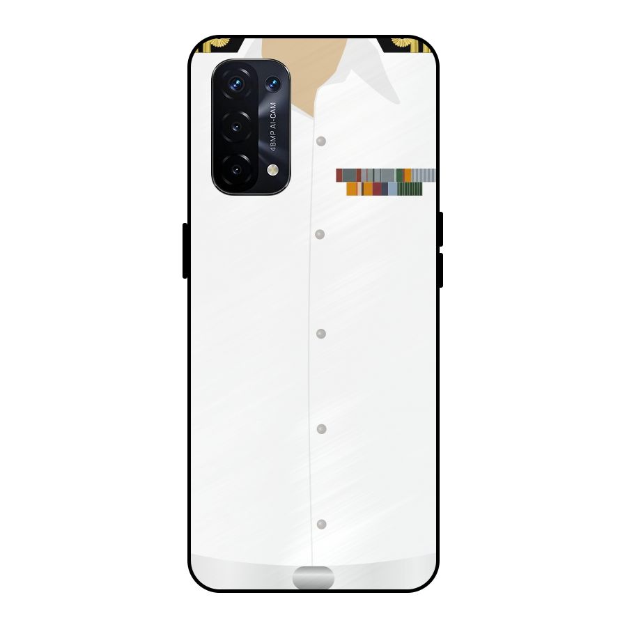 Navy Uniform Metal Back Case for Oppo A74 5G