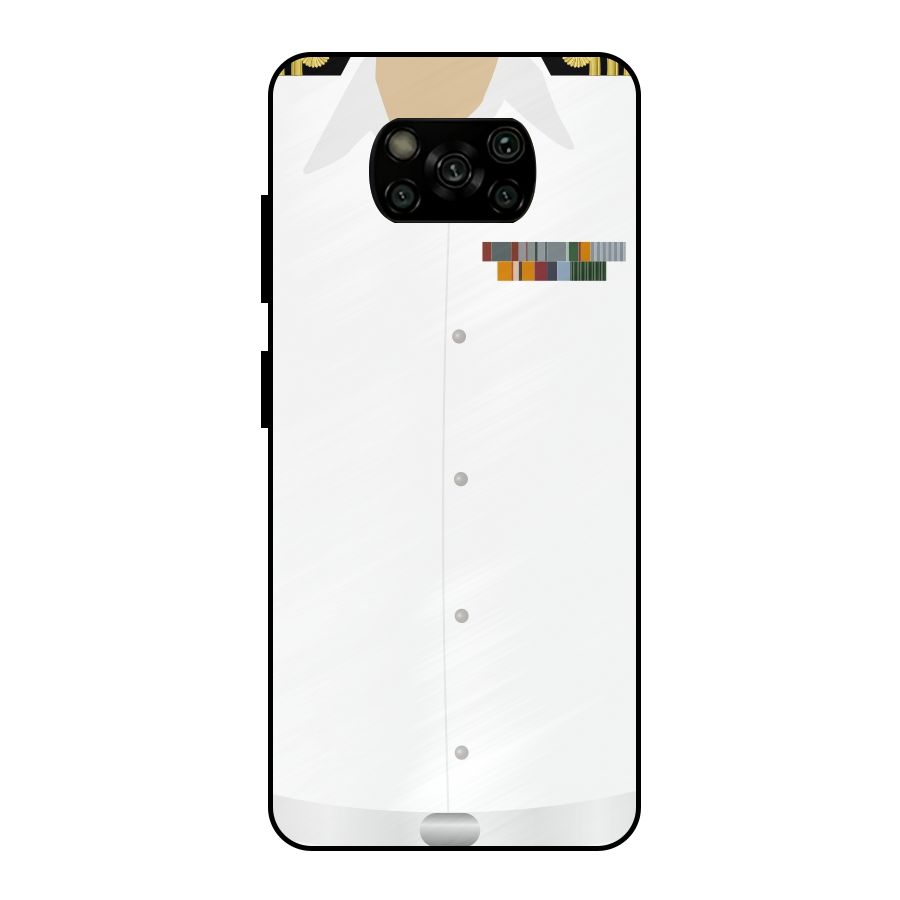 Navy Uniform Metal Back Case for Poco X3