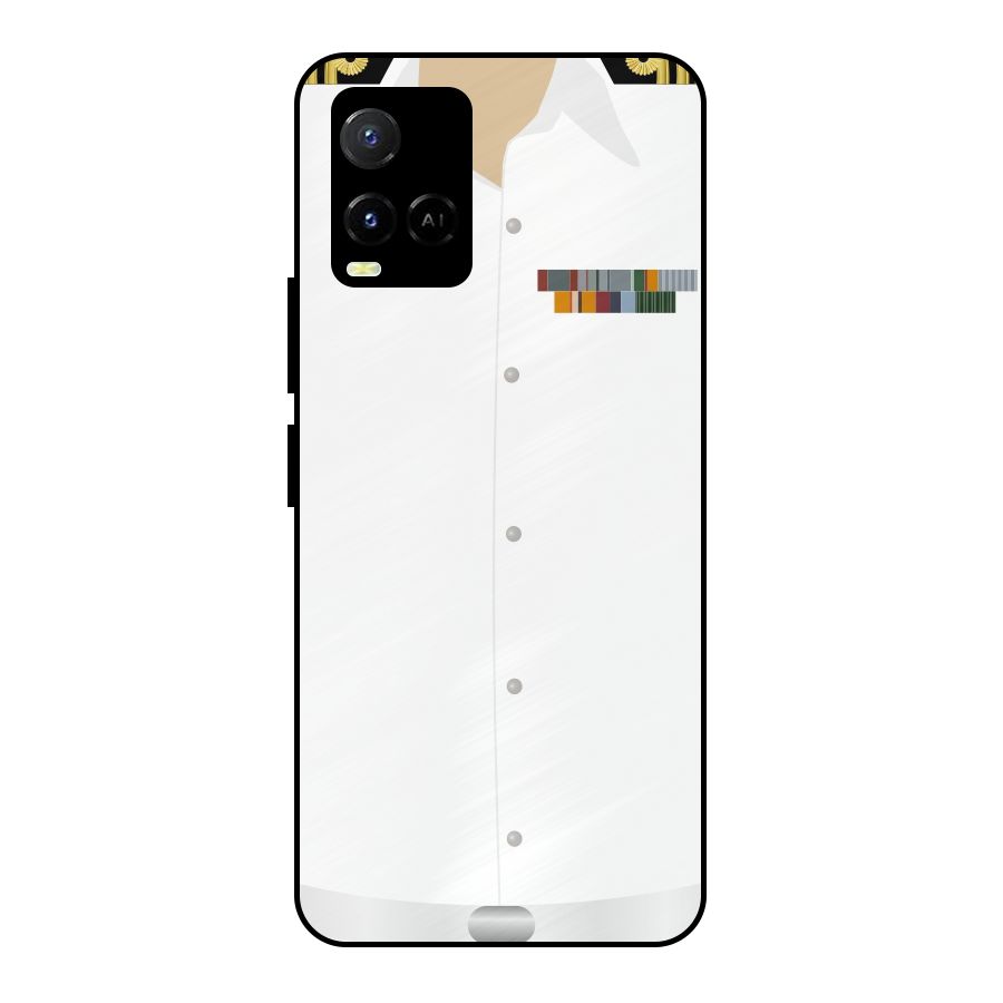 Navy Uniform Metal Back Case for Vivo Y21G