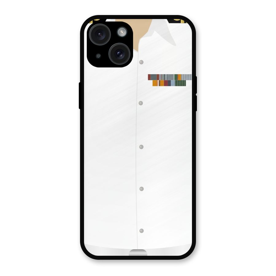 Navy Uniform Metal Back Case for iPhone 15 Plus