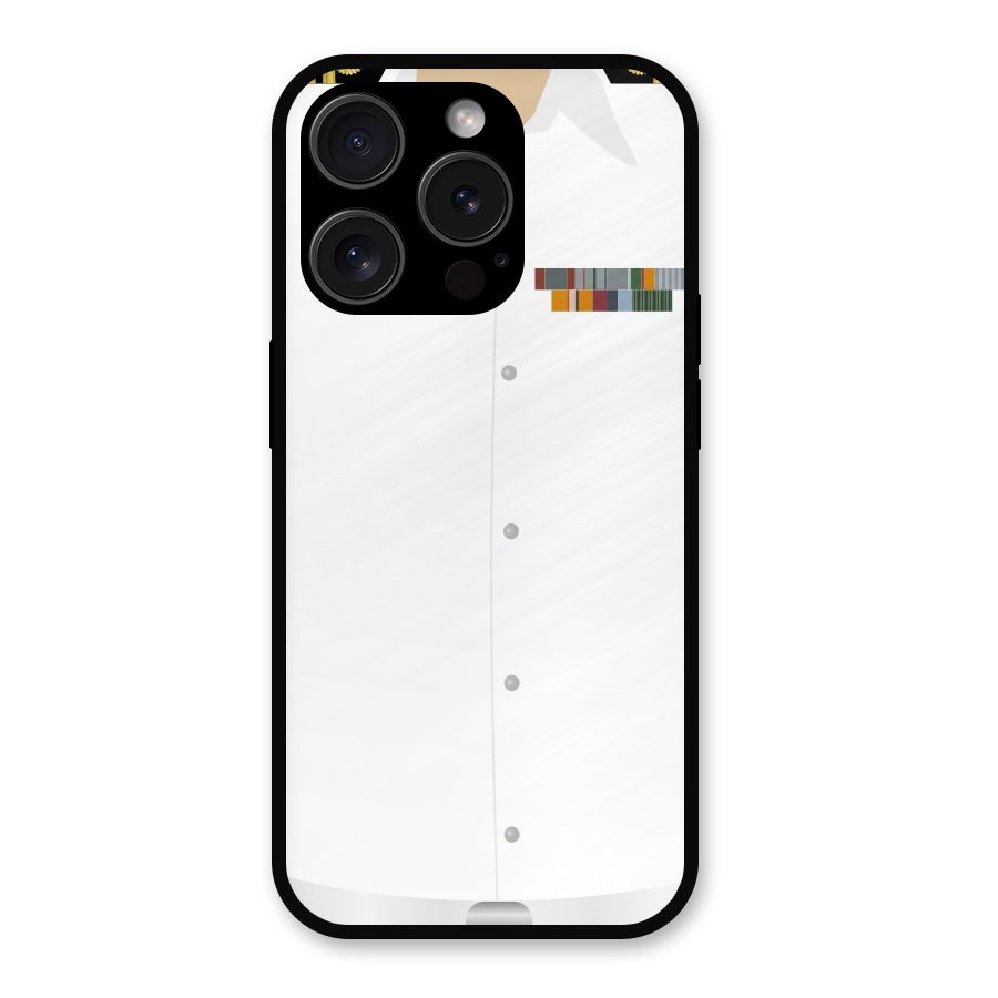 Navy Uniform Metal Back Case for iPhone 15 Pro