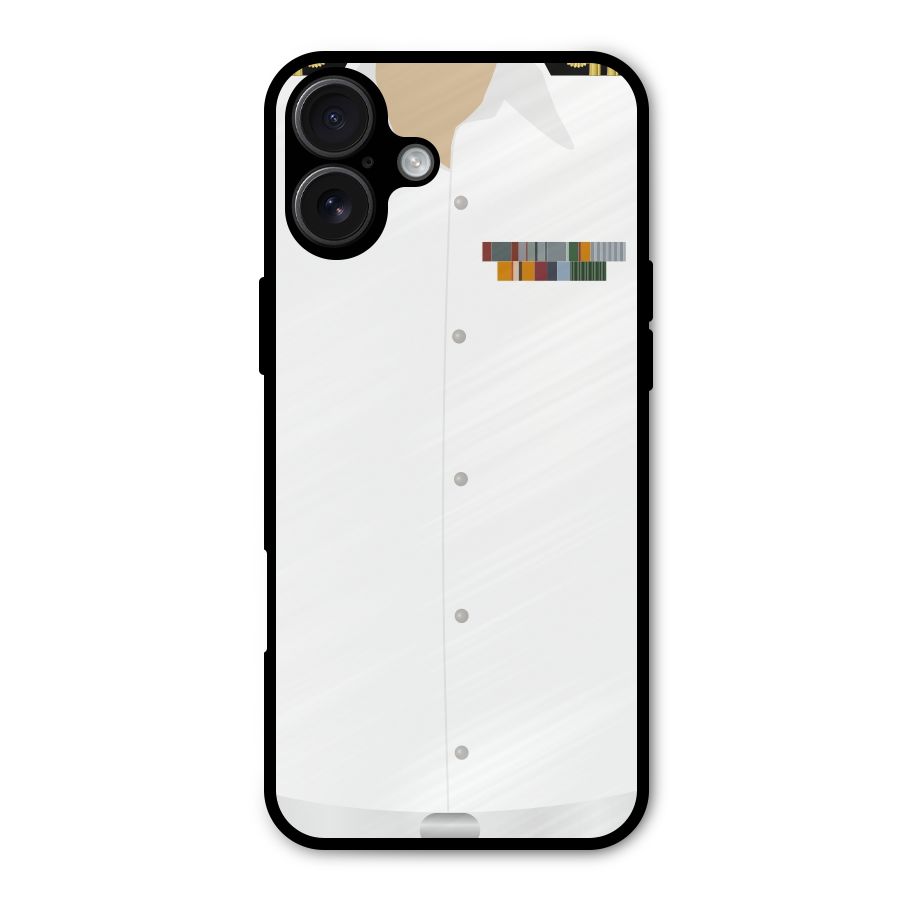 Navy Uniform Metal Back Case for iPhone 16 Plus