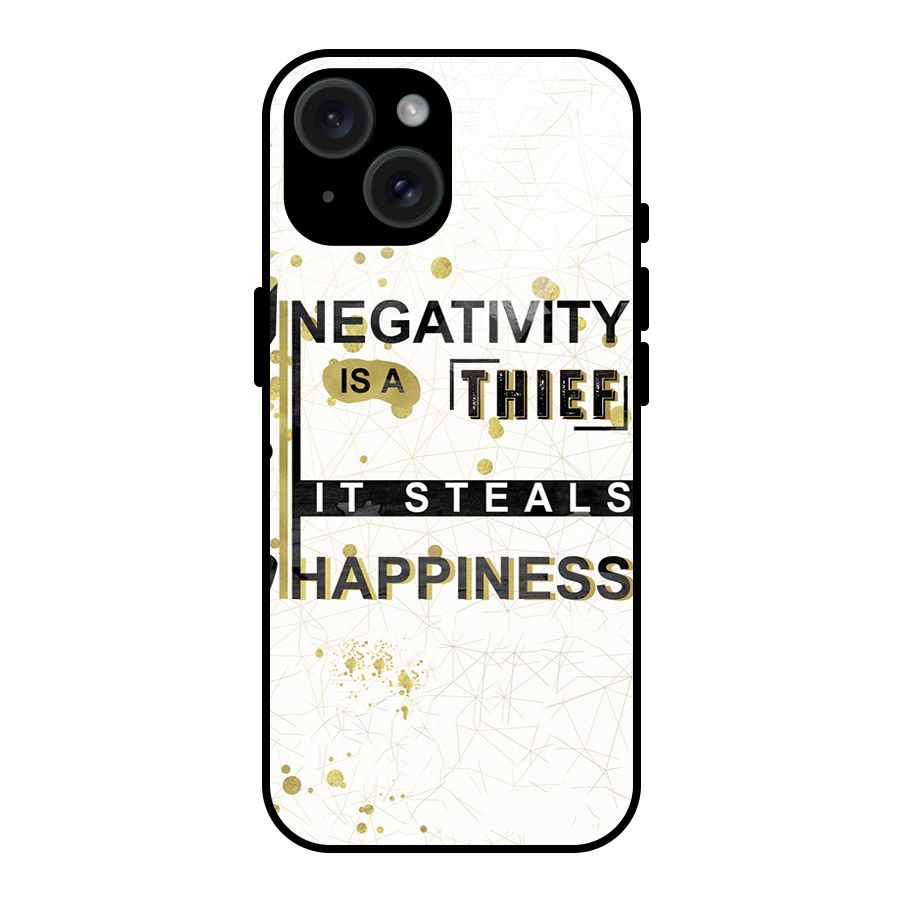 Negativity Thief Glass Back Case for iPhone 15