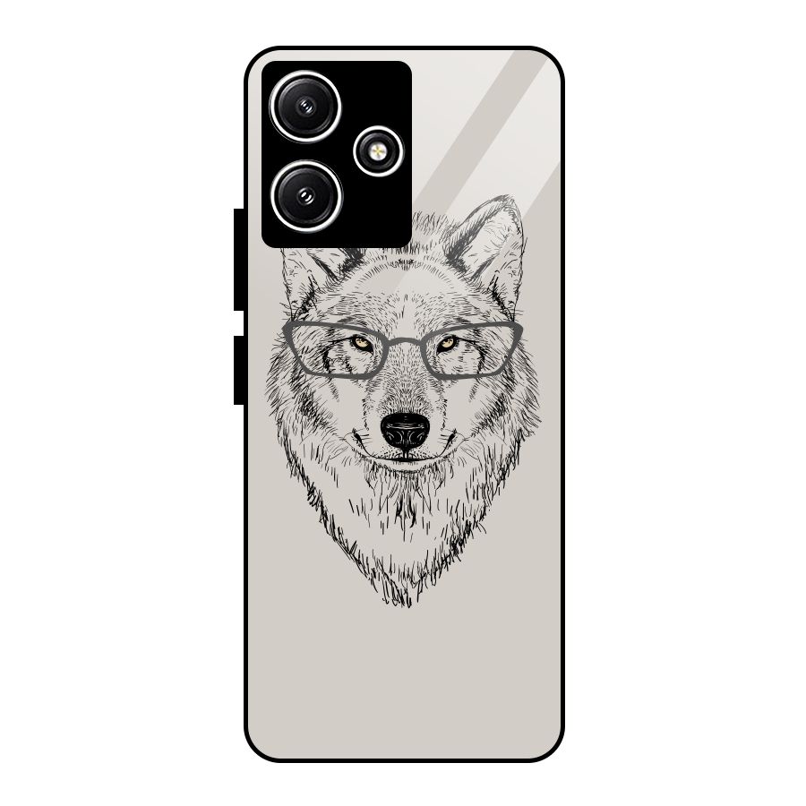Nerdy Wolf Glass Back Case for Redmi 12 5G