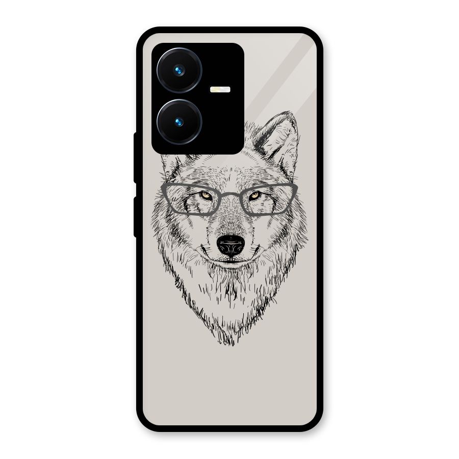 Nerdy Wolf Glass Back Case for Vivo Y22s