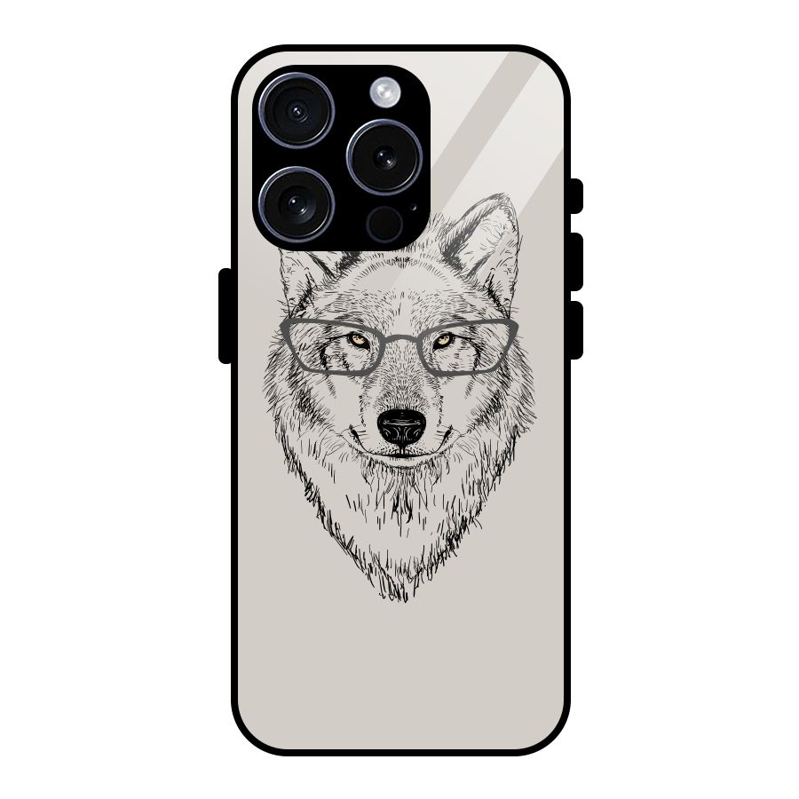 Nerdy Wolf Glass Back Case for iPhone 15 Pro