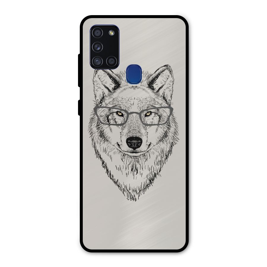 Nerdy Wolf Metal Back Case for Galaxy A21s