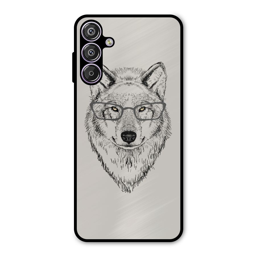 Nerdy Wolf Metal Back Case for Galaxy M15