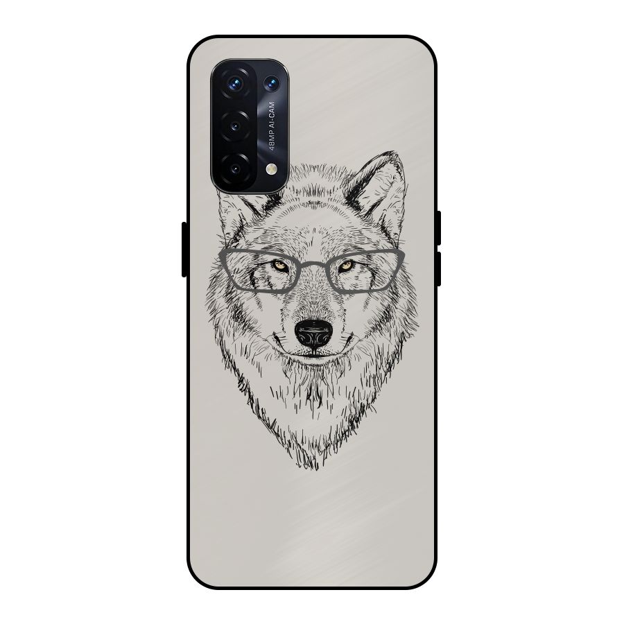 Nerdy Wolf Metal Back Case for Oppo A74 5G