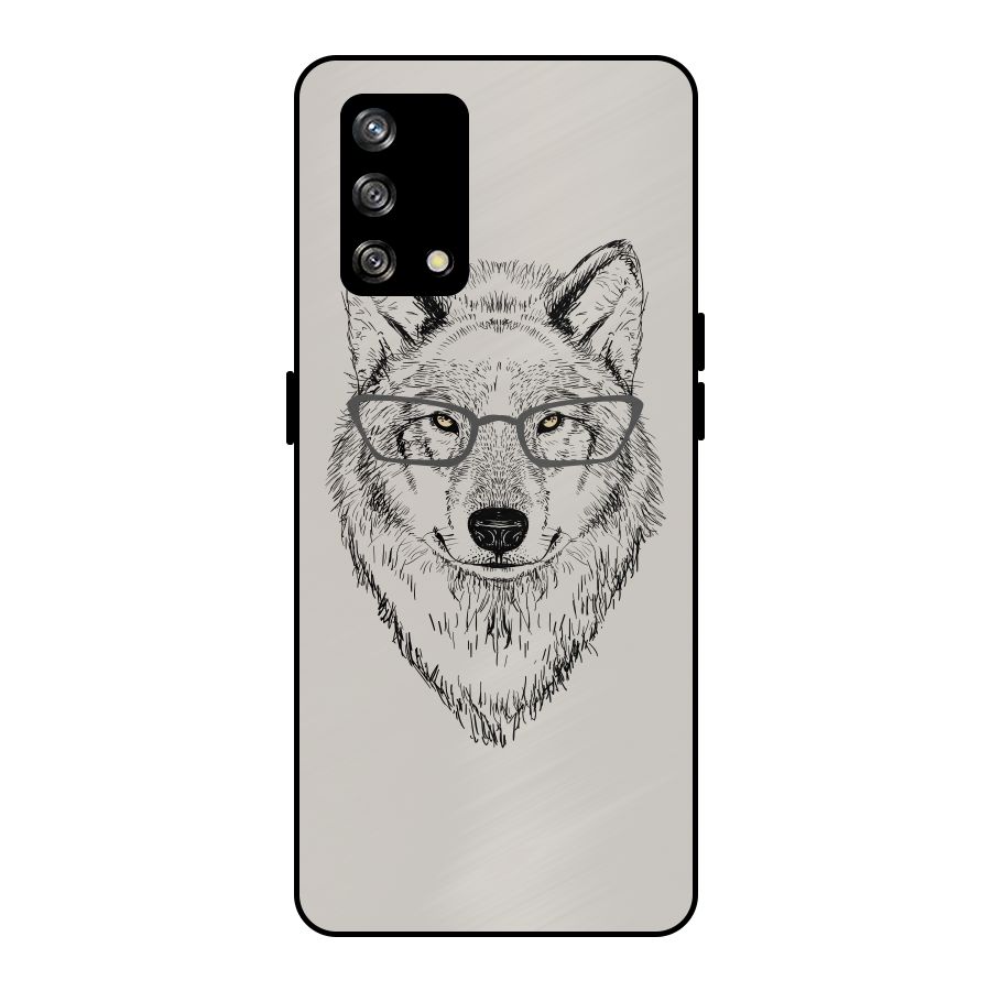 Nerdy Wolf Metal Back Case for Oppo F19