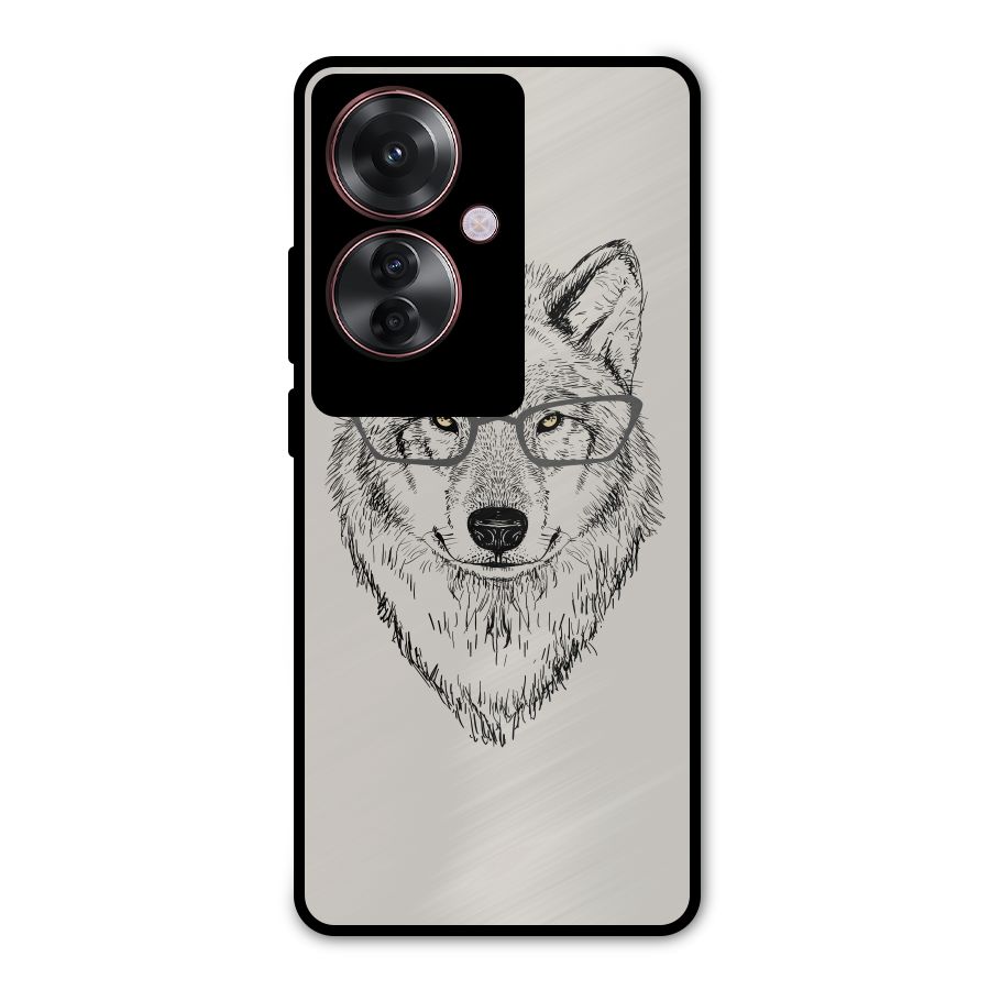 Nerdy Wolf Metal Back Case for Oppo F25 Pro