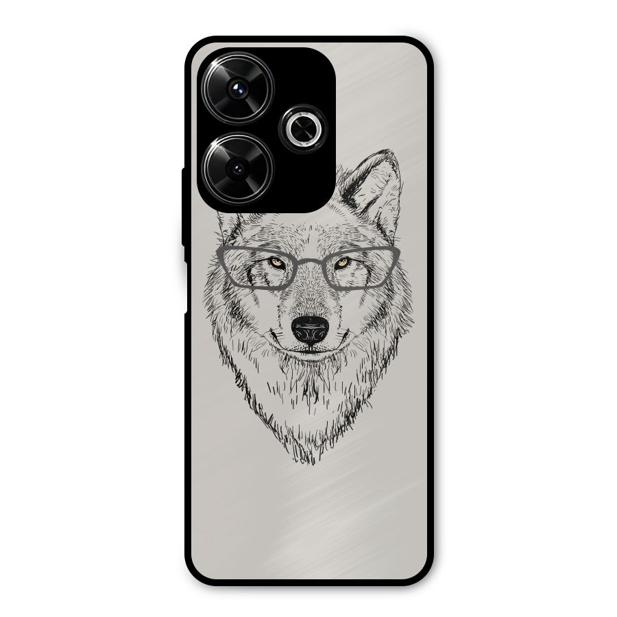 Nerdy Wolf Metal Back Case for Poco M6 Plus