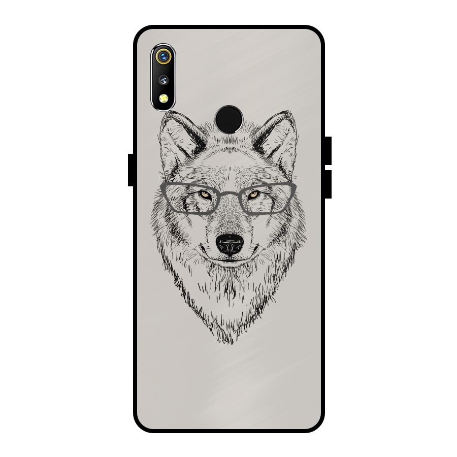 Nerdy Wolf Metal Back Case for Realme 3i