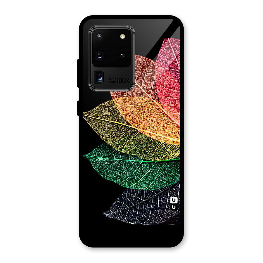 Net Leaf Color Design Glass Back Case for Galaxy S20 Ultra