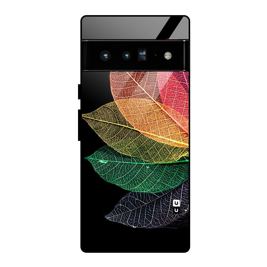 Net Leaf Color Design Glass Back Case for Google Pixel 6 Pro